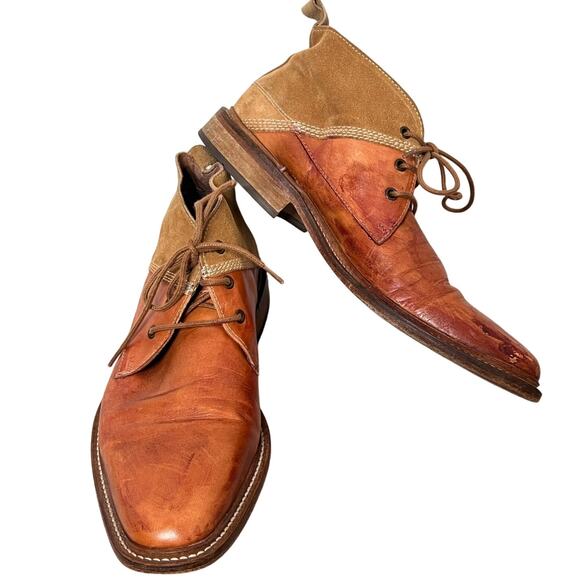 Taft Leather Lace-Up Block Heel Ankle Chukka Work Boots Brown Men's Size EU 42 - Picture 2 of 10